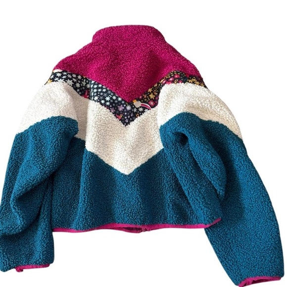Disney Encanto Pink and Blue Puffer Jacket with Color Blocking and High Collar - Picture 2 of 6